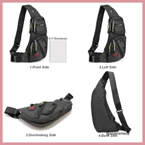 Water-Resistant Nylon Sling Bag Daypack Crossbody Backpack main image 3